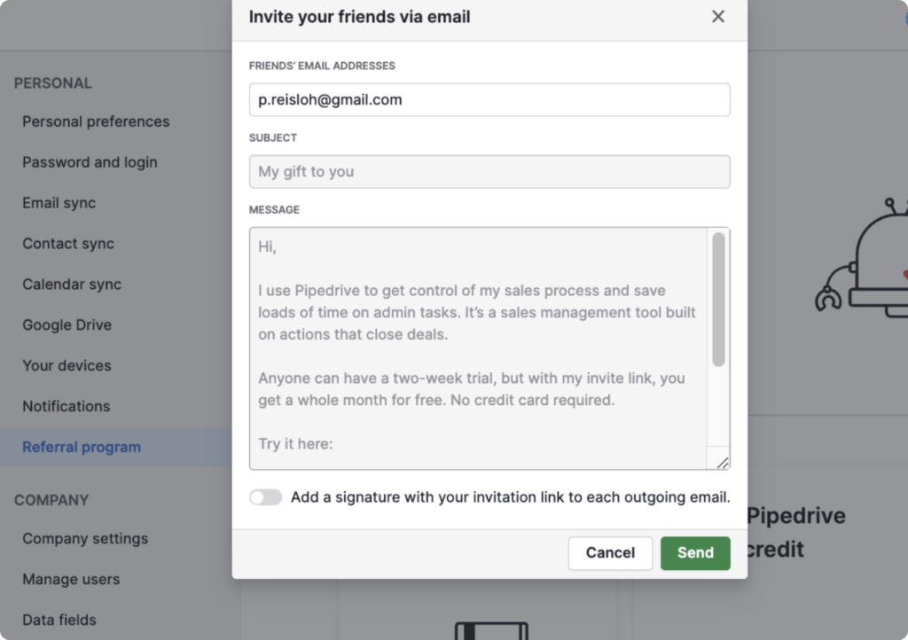 Pre-written outreach email